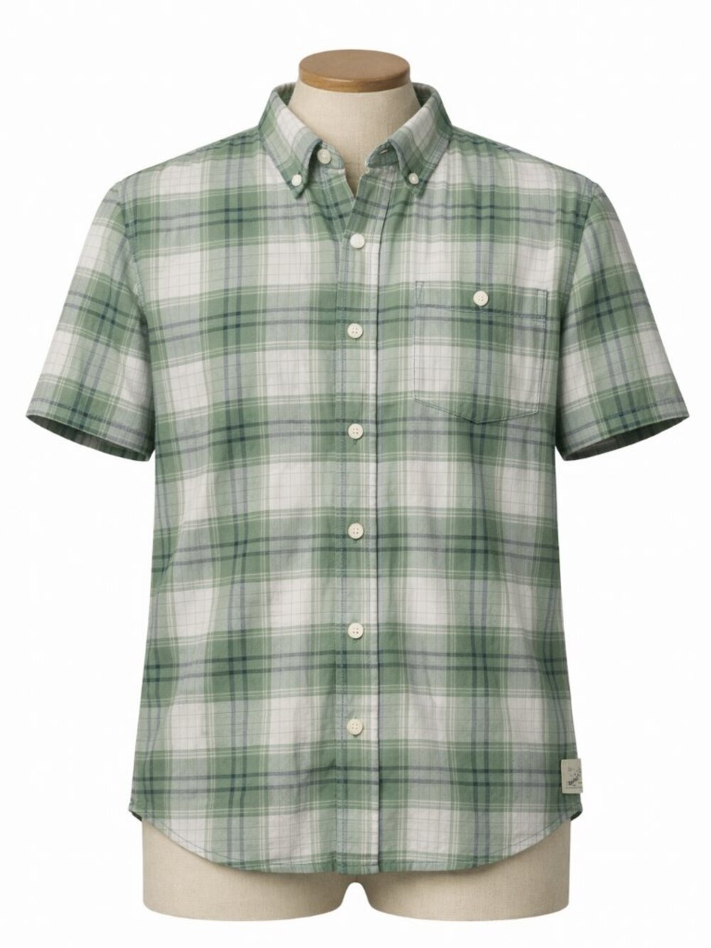 Weatherproof Green Plaid Button Up Shirt Casual Cotton Short Sleeve Size L - Picture 1 of 8